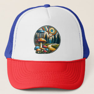 Retro Disc Golf Psychedelische AI-Kunst Truckerkappe