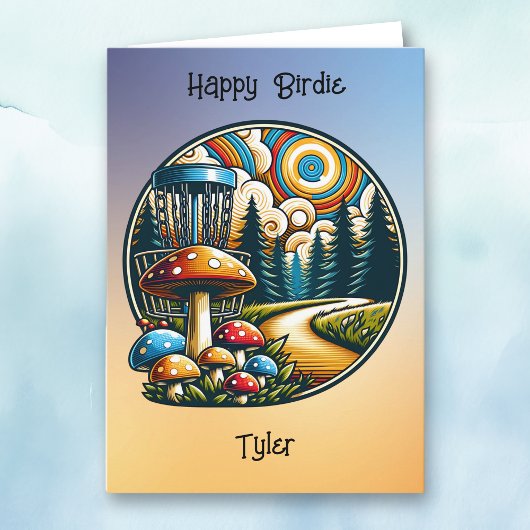 Retro Disc Golf psychedelischer Geburtstag Karte
