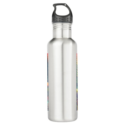 Retro Disc Golf Sunset and Trees Edelstahlflasche (Rückseite)