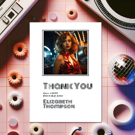 Retro Disco Abschluss Foto Dankeskarte