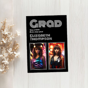 Retro-Disco-Abschlussfeier-Foto Einladung