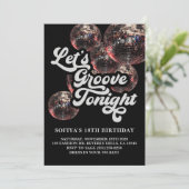 Retro Disco Ball 70er Groovy Party Einladung (Stehend Vorderseite)