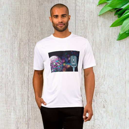 Retro Disco Ball and Vintage Microphone T-Shirt