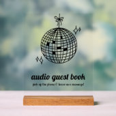 Retro Disco Ball Audio Guest Book Acrylschild (Neutral)