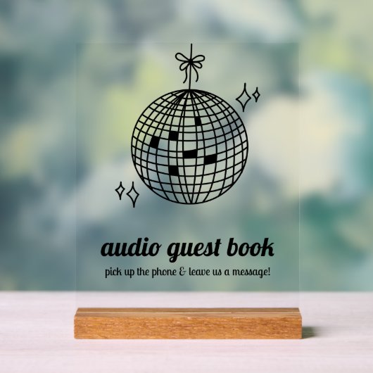 Retro Disco Ball Audio Guest Book Acrylschild (Neutral)
