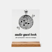 Retro Disco Ball Audio Guest Book Acrylschild (Vorderseite)
