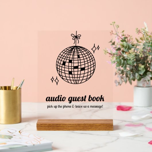 Retro Disco Ball Audio Guest Book Acrylschild (Hochzeit)