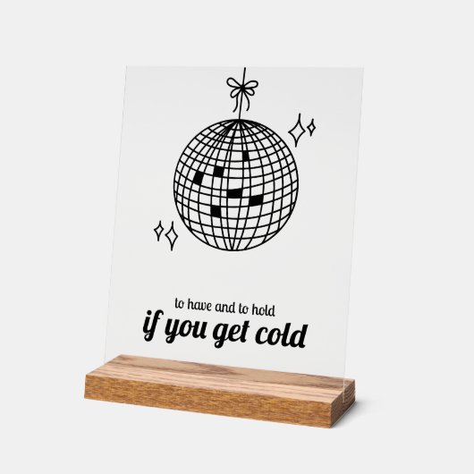 Retro Disco Ball Blanket Gefallen Hochzeit Acrylschild (Winkel)