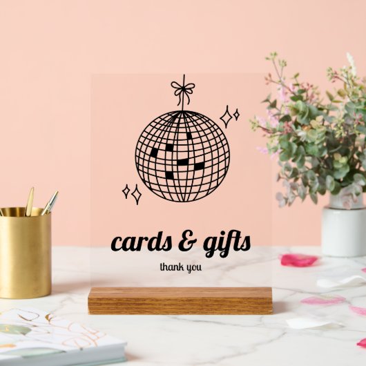 Retro Disco Ball Cards & Geschenke Acrylschild (Hochzeit)