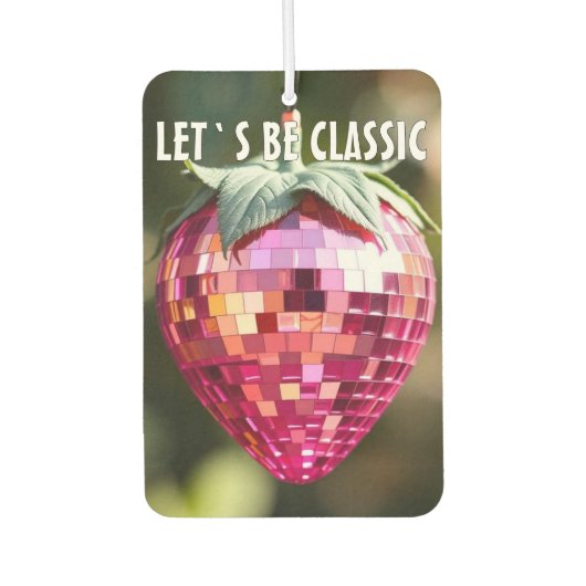 Retro Disco Ball Erdbeere Autolufterfrischer (Vorderseite)