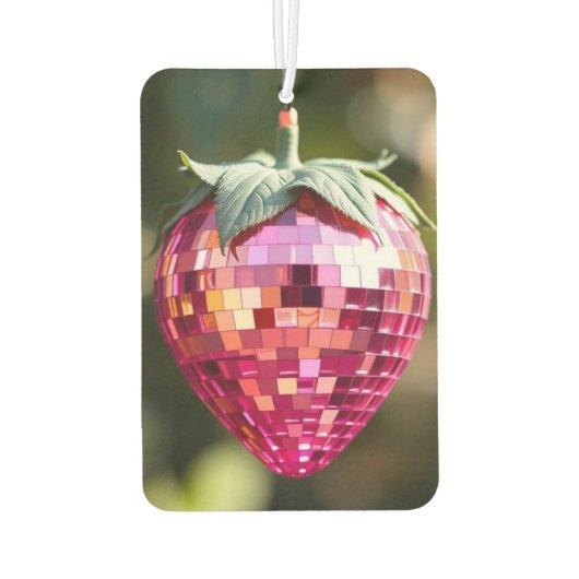 Retro Disco Ball Erdbeere Autolufterfrischer (Rückseite)