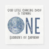 Retro Disco Ball First Birthday Party Serviette (Vorderseite)