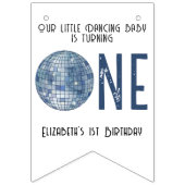 Retro Disco Ball First Birthday Party Wimpelkette (Erste Fahne)