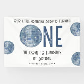 Retro Disco Ball First Year 1st Birthday Party Banner (Horizontal)