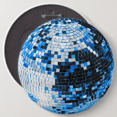 Retro Disco Ball funkeln Glitzer blau Geburtstag Button (Vorne & Hinten)