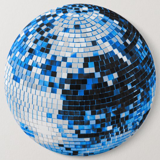 Retro Disco Ball funkeln Glitzer blau Geburtstag Button (Vorderseite)
