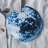 Retro Disco Ball funkeln Glitzer blau Geburtstag Button (Beispiel)