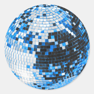 Retro Disco Ball funkeln Glitzer blau Geburtstag Runder Aufkleber