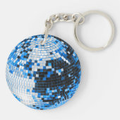 Retro Disco Ball funkeln Glitzer blau Geburtstag Schlüsselanhänger (Rückseite)