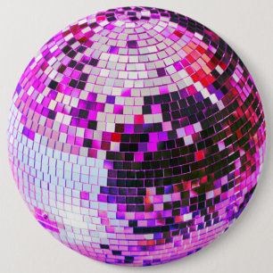 Retro Disco Ball funkeln Glitzer Rosa Geburtstag Button