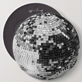 Retro Disco Ball funkeln Glitzer Silber Geburtstag Button (Vorne & Hinten)