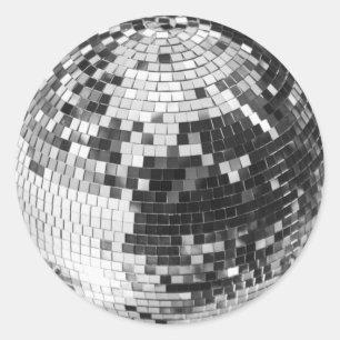Retro Disco Ball funkeln Glitzer Silber Geburtstag Runder Aufkleber
