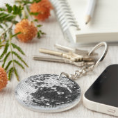 Retro Disco Ball funkeln Glitzer Silber Geburtstag Schlüsselanhänger (Vorderseite rechts)