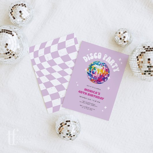 Retro Disco Ball Geburtstag Einladung
