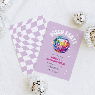 Retro Disco Ball Geburtstag Einladung