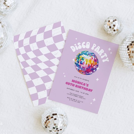 Retro Disco Ball Geburtstag Einladung