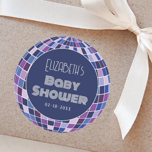 Retro Disco Ball Groovy 70er Babydusche Runder Aufkleber