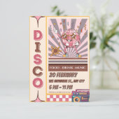 Retro Disco Ball Groovy 70s 80s Party Invitation Einladung (Stehend Vorderseite)