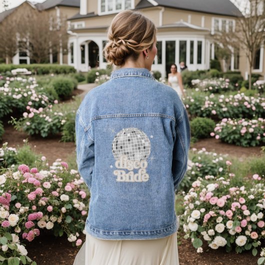 Retro Disco Ball Groovy Jeansjacke (Hochzeit Rückseite)