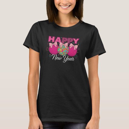 Retro Disco Ball Happy New Year Art T-Shirt (Vorderseite)