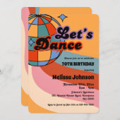 Retro Disco Ball Let's Dance Party Geburtstag Einladung (Vorne/Hinten)