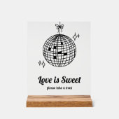 Retro Disco Ball Liebe ist süße Gastgeschenk Hochz Acrylschild (Vorderseite)