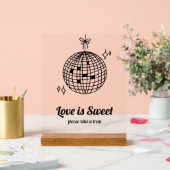 Retro Disco Ball Liebe ist süße Gastgeschenk Hochz Acrylschild (Hochzeit)