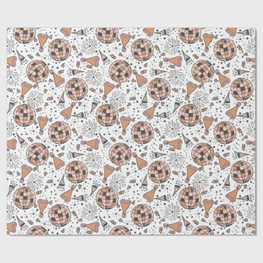 Retro Disco Ball Party Silvestermodell Geschenkpapier (Flach)