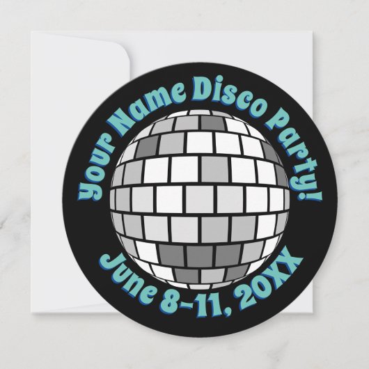 Retro Disco Ball PERSONALISIERT Einladung (Vorderseite)