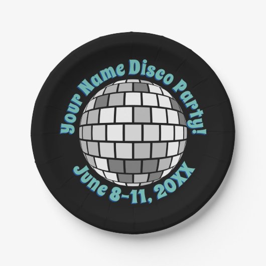 Retro Disco Ball PERSONALISIERT Pappteller (Vorderseite)