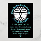 Retro Disco Ball PERSONALISIERT Silber Folieneinladung (Vorderseite)