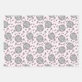 Retro Disco Ball Pink & Black Musical Wrapping Geschenkpapier Set (Vorderseite)