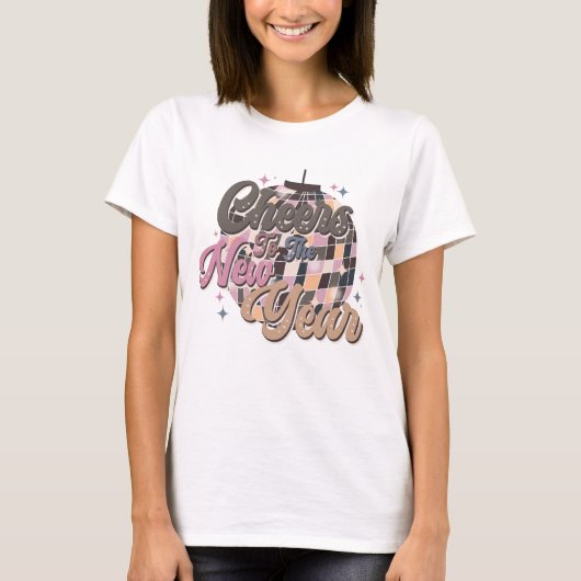 Retro Disco Ball Pink Girly im Neujahr T-Shirt (Vorderseite)