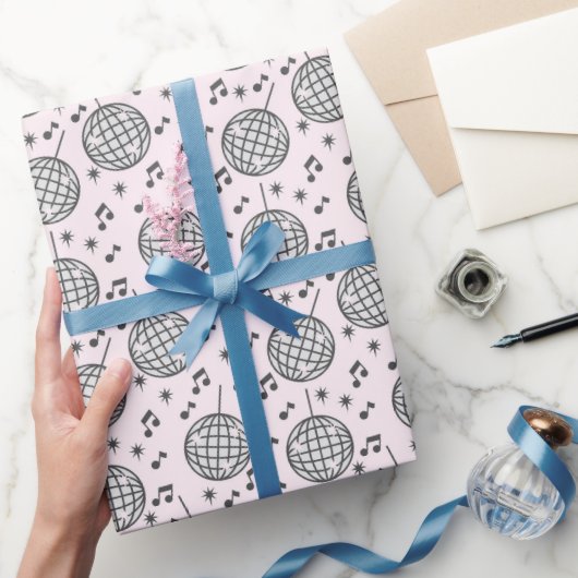 Retro Disco Ball Pink Musikleitschpapier Geschenkpapier (Schenken)