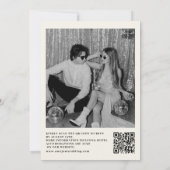 Retro Disco Ball Schwarz-weiß QR Code Hochzeit Einladung (Rückseite)