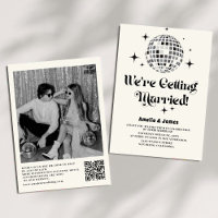 Retro Disco Ball Schwarz-weiß QR Code Hochzeit