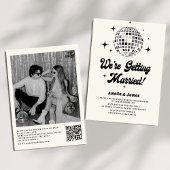 Retro Disco Ball Schwarz-weiß QR Code Hochzeit Einladung