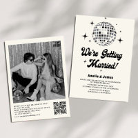 Retro Disco Ball Schwarz-weiß QR Code Hochzeit