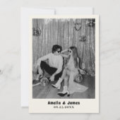 Retro Disco Ball Schwarz-weiß Save the Date Hochze Einladung (Rückseite)