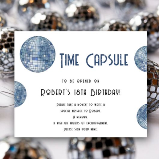 Retro disco Ball Time Capsule 1st birthday Poster